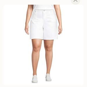 Lands' End White Shorts Tailored Cotton Blend Women's Size 22W